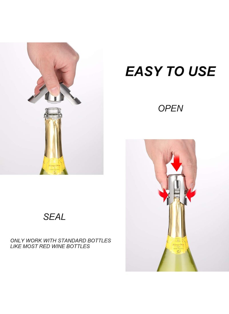 Voxmix Voxmix Champagne Stopper with Stainless Steel Decorative Champagne Saver Vacuum Plug with Food Grade Silicone Reusable Bottle Sealer Keeps Champagne Fresh Pack2  - Image 5