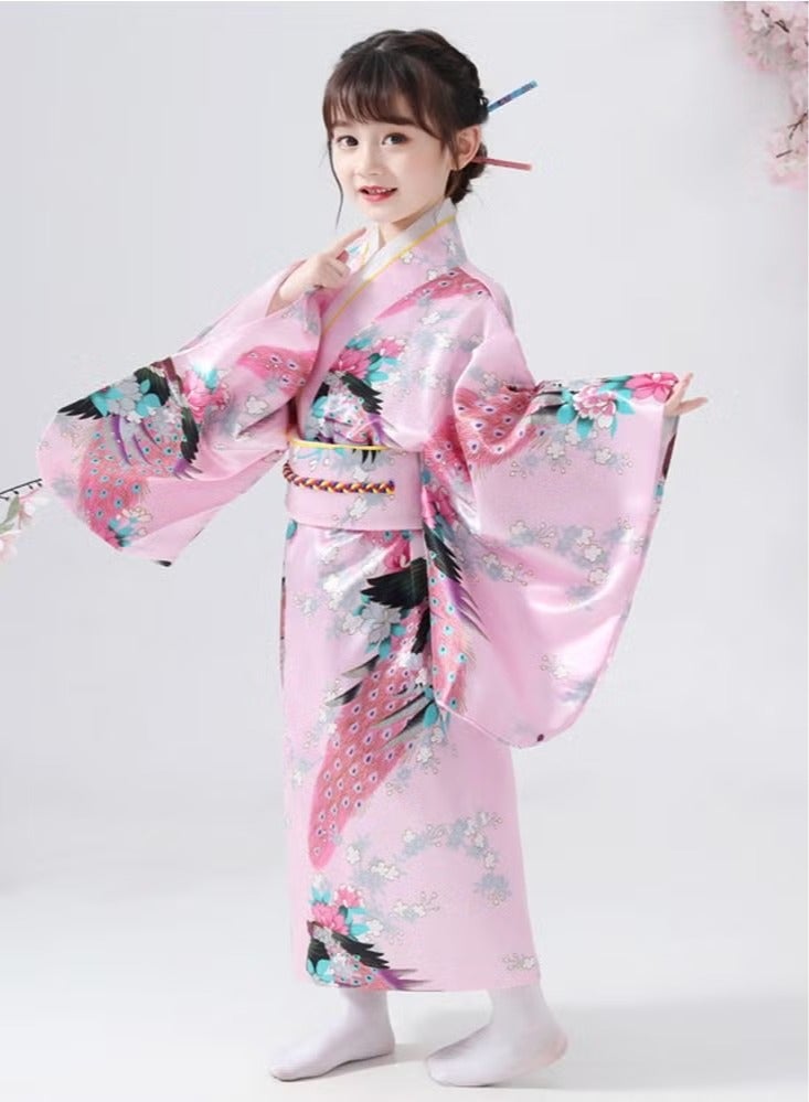 Japanese Traditional Dress Kimono Robe for Kids Girls Costume  - Image 2