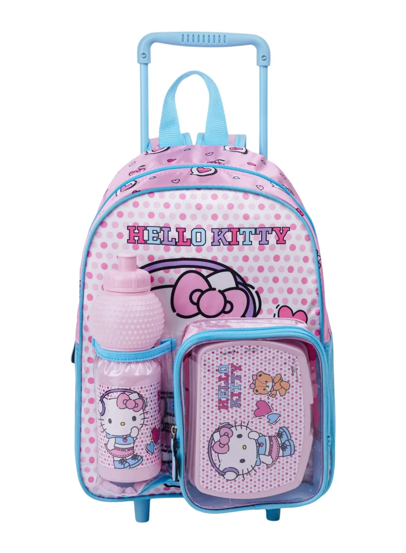 سانريو مجموعة عربة هالو كيتي سانريو  في  مقاس  بوصة مع زجاجة ماء وصندوق غداء