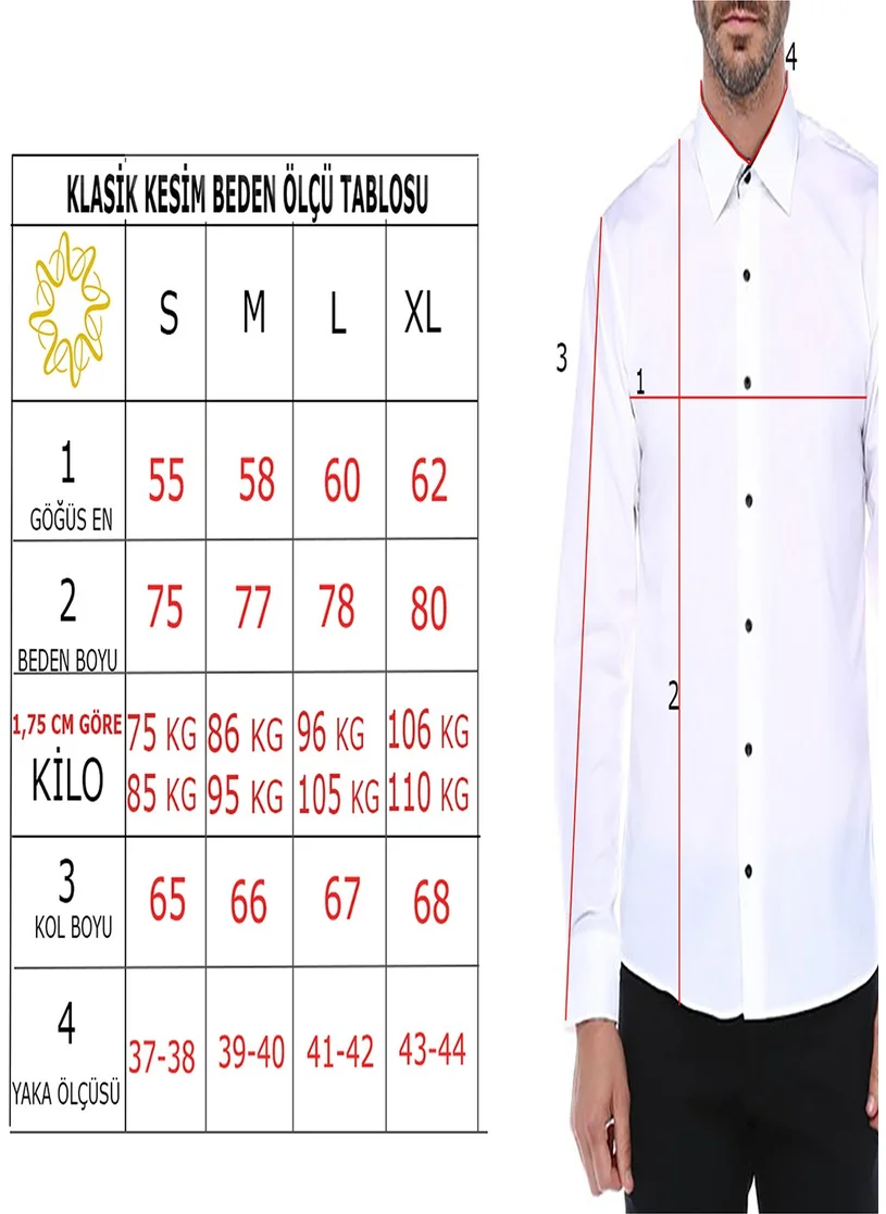 فاريتا Men's Red Cotton Patterned Long Sleeve Shirt with Pocket