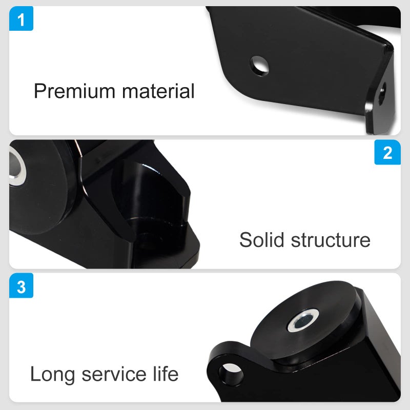 GSTP Engine Billet Motor Mount Bracket Kit Compatible with Honda Civic B or D Series B16 B18 D15 D16 1996-2000 - Image 2