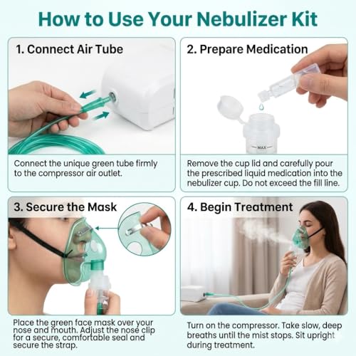 GudyB Nebulizer Mask Kit for Adult, Mask with Air Tube and Pipe, Universal Oxygen Mask with Tubing Set, Medicine Cup for Adult (1) - Image 4