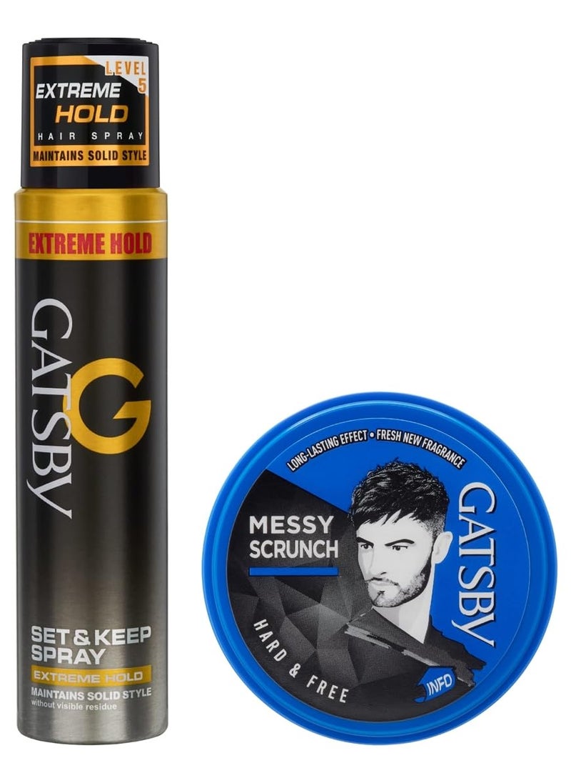 GATSBY Gatsby Set Keep Spray Extreme Hold 250ml Styling Wax Hard Free 75g  - Image 1