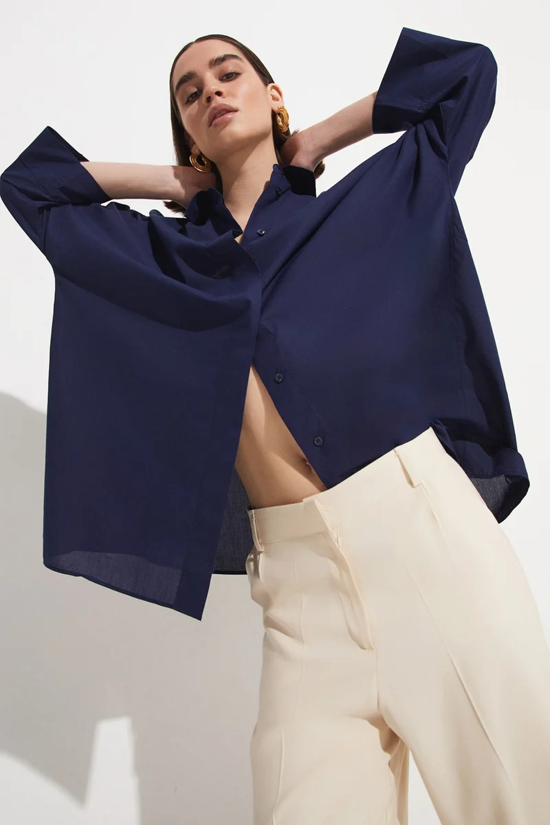 JUNE Exclusive Loose Cut Cotton Shirt