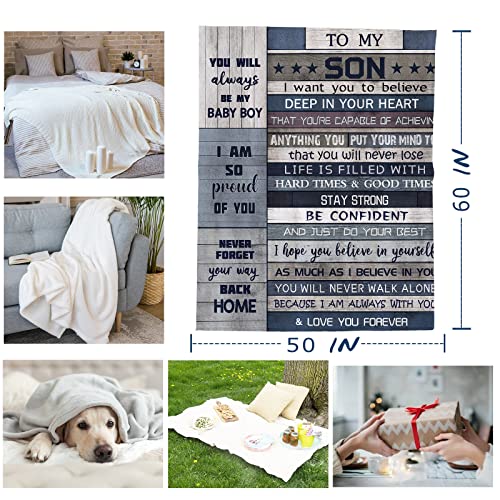 Yamco Son Gift Blanket - Birthday Gifts for Son Throw Blankets 60"x 50" - Sons Presents from Mom Dad - Sons Fathers Day Christmas Wedding Birthday Gift Ideas - Graduation Gifts for Him - Image 2