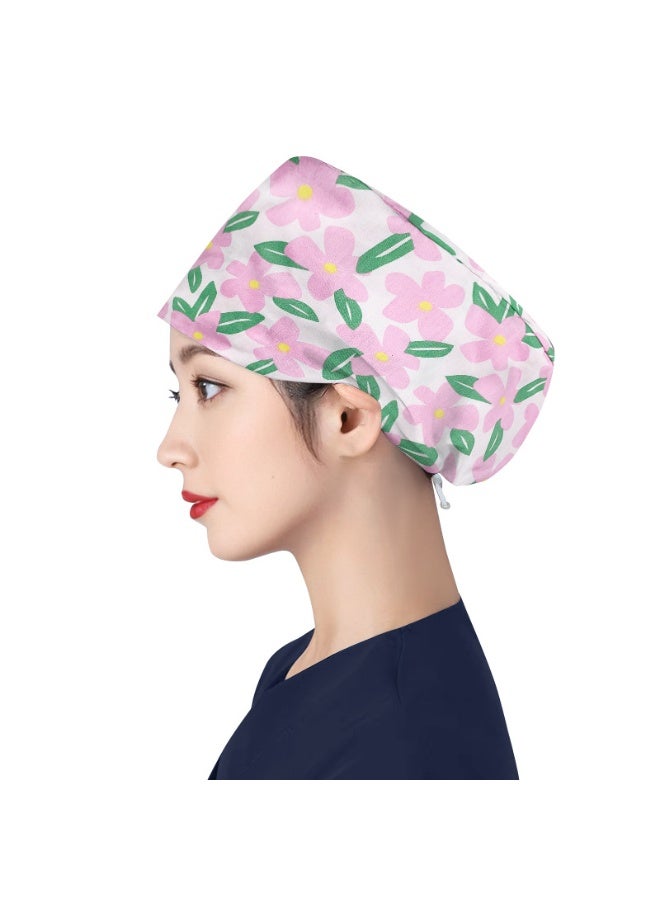 NIBEMINENT Women's Long Hair Nursing Cap Cotton Adjustable Medical Hospital Surgical Cap Unisex Anesthesiologist Nurse Working Scrub Caps