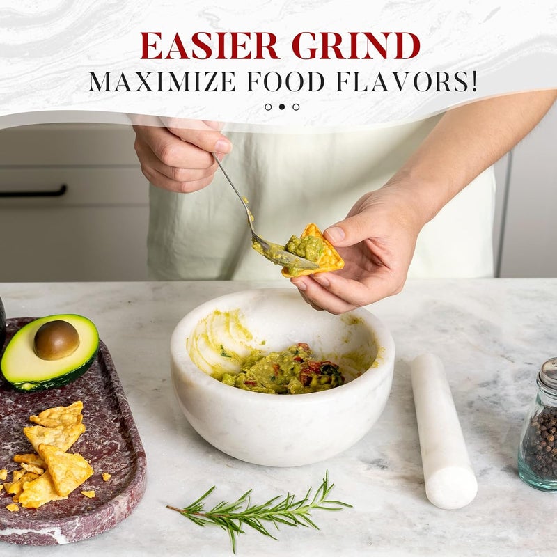 Koville Marble Mortar and Pestle Set, 7"-4 Cups Grinder Bowl for Guacamole, Salsa, Pill Crusher, Spice, Herb, Garlic, Nut, Heavy Duty Grinder for Kitchen(Namib Fantasy) - Image 3