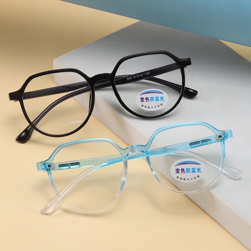 Fashionable Round Simple Flat Mirror Color-Changing Anti-Blue Light Kidsren's Glasses Frame Boys and Girls Glasses Frame Cute Baby - Image 3