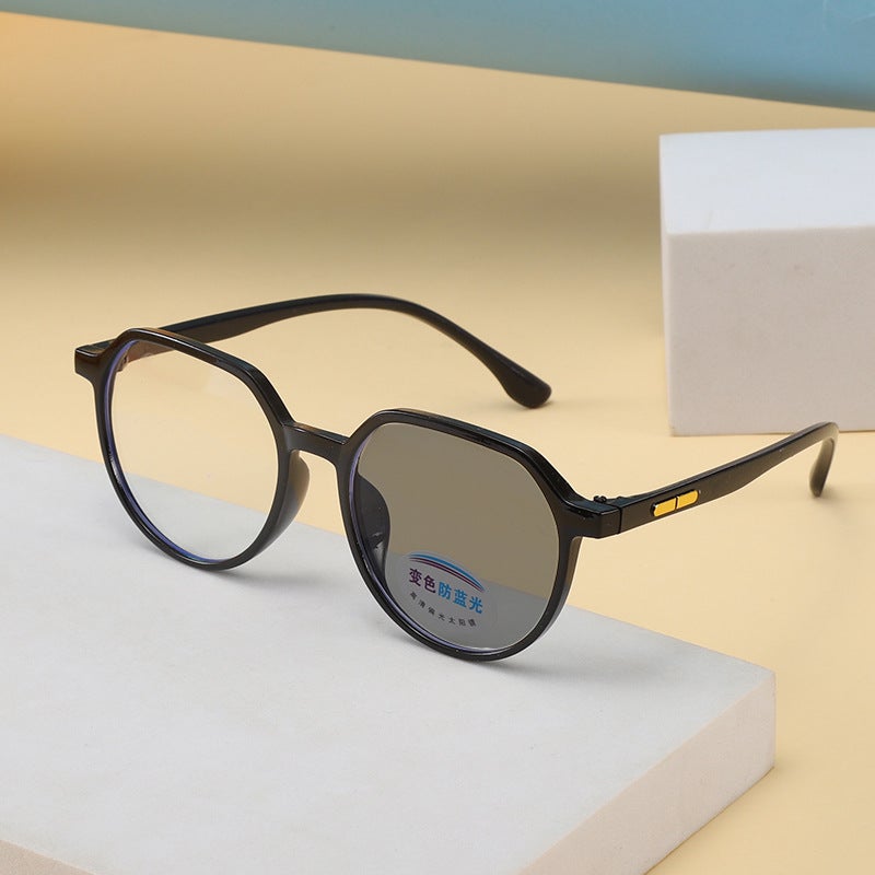 Fashionable Round Simple Flat Mirror Color-Changing Anti-Blue Light Kidsren's Glasses Frame Boys and Girls Glasses Frame Cute Baby - Image 2