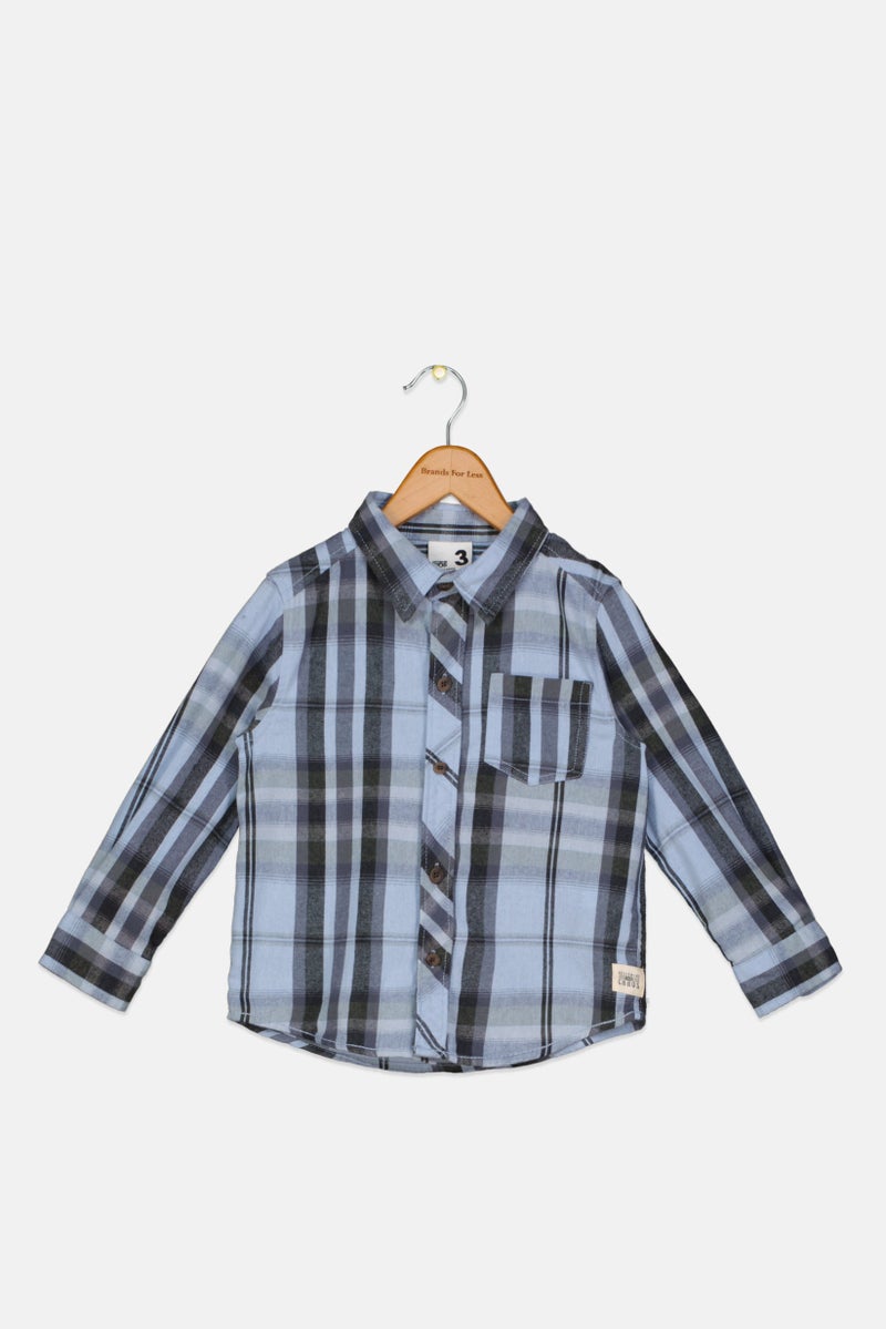 Cotton On Toddlers Boy Long Sleeve Plain Casual Shirt, Light Blue Combo - Image 1