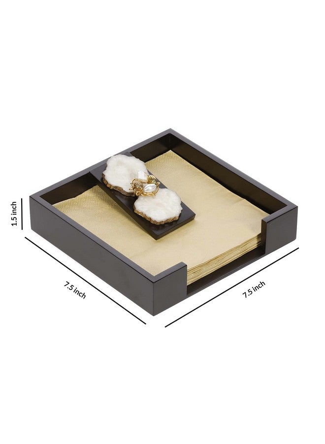 COCKTAIL Wooden MDF Flat Paper Napkin Holder for Dining Table, Napkin Stand with Weighted Flap, Tissue Paper Holder for Dining Table, Stylish(M-Agate) - Image 4
