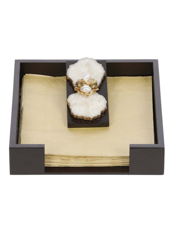 COCKTAIL Wooden MDF Flat Paper Napkin Holder for Dining Table, Napkin Stand with Weighted Flap, Tissue Paper Holder for Dining Table, Stylish(M-Agate) - Image 1