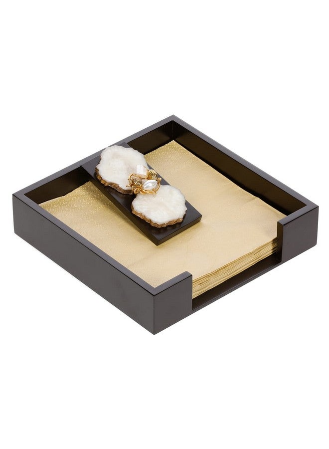 COCKTAIL Wooden MDF Flat Paper Napkin Holder for Dining Table, Napkin Stand with Weighted Flap, Tissue Paper Holder for Dining Table, Stylish(M-Agate) - Image 3