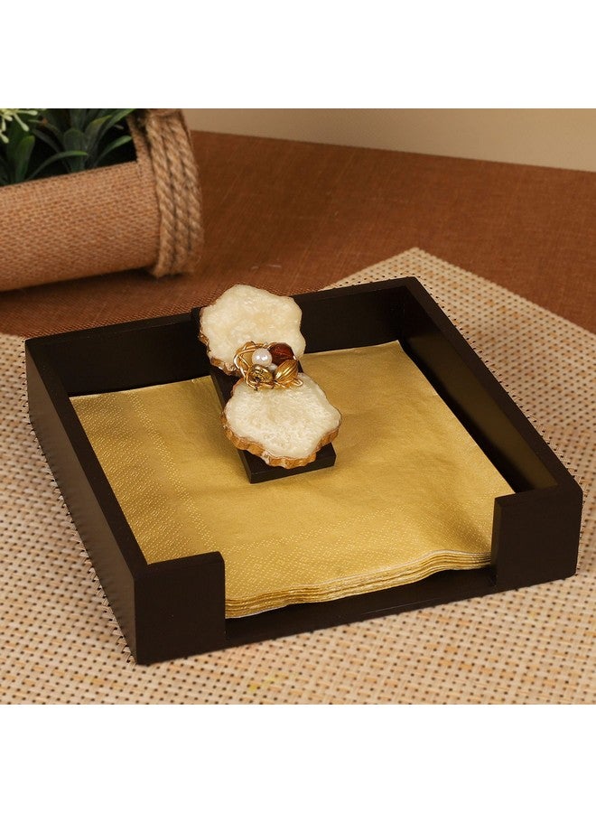 COCKTAIL Wooden MDF Flat Paper Napkin Holder for Dining Table, Napkin Stand with Weighted Flap, Tissue Paper Holder for Dining Table, Stylish(M-Agate) - Image 5