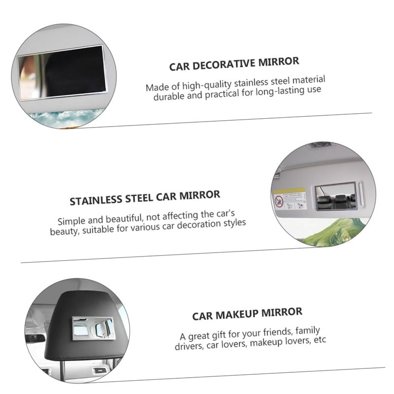 Stainless Steel Self Adhesive Sun Visor Mirror Elegant Durable Car Interior Decor - Image 5