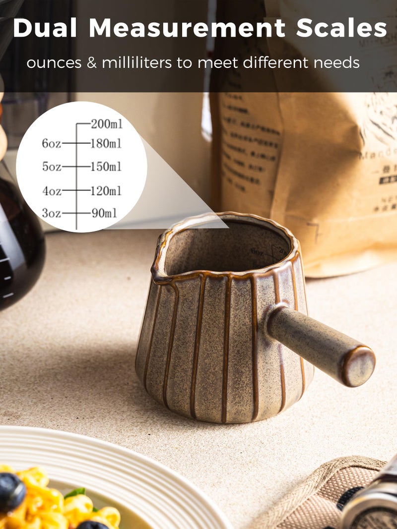 YHOJOY Espresso Cup, Ceramic Espresso Measuring Cup with Handle, Expresso Shots Cups with Spout, Espresso Accessories, 200ML/6 OZ, Dark Agate Red - Image 4