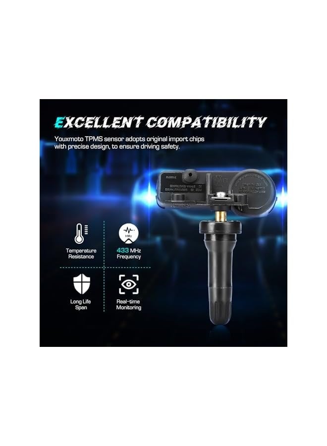 Topleo TPMS Tire Pressure Sensor 433MHz Fit 56029398AB, Fit for Jeep Grand Cherokee Wrangler, Fit for Dodge Charger Challenger, Fit for Chrysler/for Fiat/Ram 1500 2500 3500, Fit 68241067AB (4PCS) - Image 2