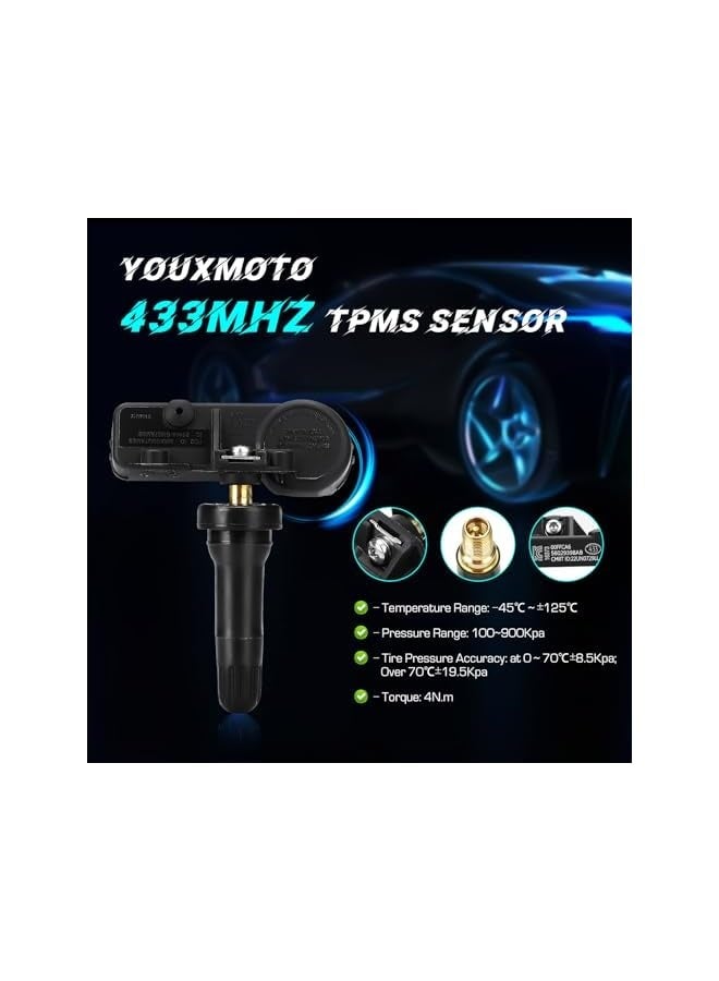 Topleo TPMS Tire Pressure Sensor 433MHz Fit 56029398AB, Fit for Jeep Grand Cherokee Wrangler, Fit for Dodge Charger Challenger, Fit for Chrysler/for Fiat/Ram 1500 2500 3500, Fit 68241067AB (4PCS) - Image 3