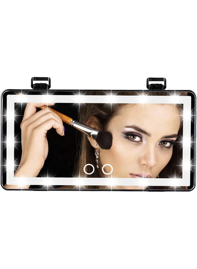 Bluejw Car Visor LED Vanity Mirror, Rechargeable Car Makeup Mirror with LED Lights for Car Truck SUV Rear View Mirror Sun, Shading Cosmetic Mirror with Touch on Screen for Cars. (Black) - Image 1