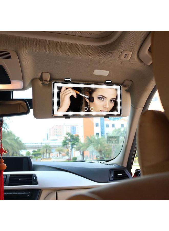 Bluejw Car Visor LED Vanity Mirror, Rechargeable Car Makeup Mirror with LED Lights for Car Truck SUV Rear View Mirror Sun, Shading Cosmetic Mirror with Touch on Screen for Cars. (Black) - Image 2
