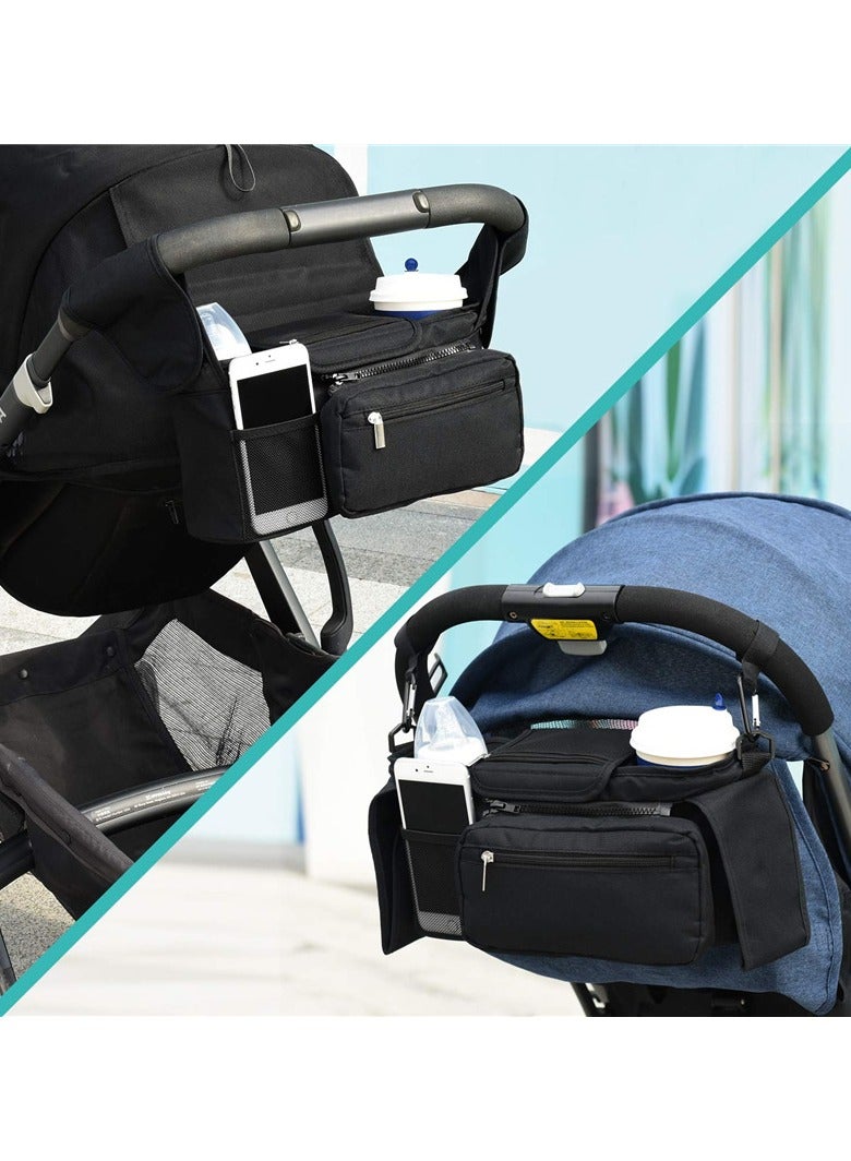 Universal Stroller Organizer with Insulated Cup Holder Detachable Phone Bag & Shoulder Strap, Fits for Stroller like Uppababy, Baby Jogger, Britax, BOB, Umbrella and Pet Stroller - Image 5