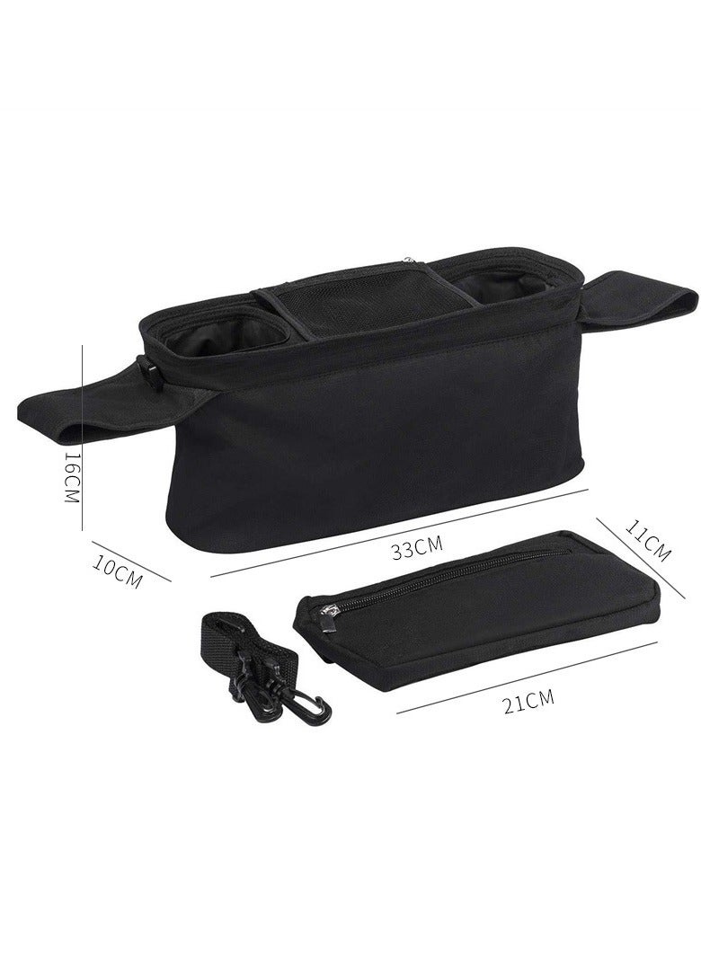 Universal Stroller Organizer with Insulated Cup Holder Detachable Phone Bag & Shoulder Strap, Fits for Stroller like Uppababy, Baby Jogger, Britax, BOB, Umbrella and Pet Stroller - Image 4