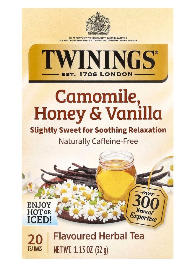 شاي أعشاب بنكهة البابونج والعسل والفانيليا خالي من الكافيين 20 كيس شاي 1.13 أونصة (32 جرام)