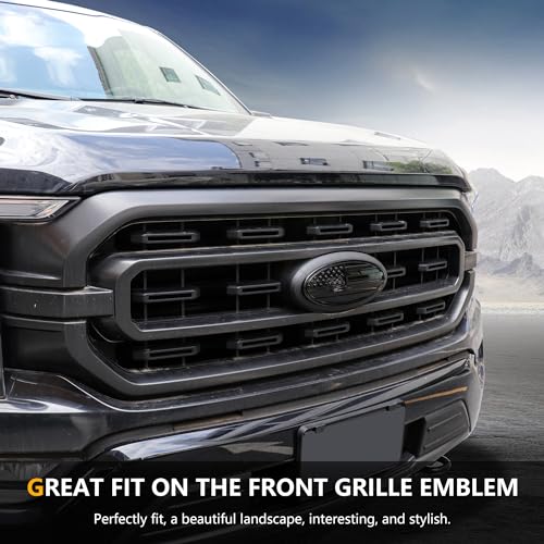 RERPRO 9.5" Front Grill Rear Tailgate Emblem Cover Trim Compatible with 2015-2023 Ford F150 Exterior Accessories Decor Overlay American Flag Oval Emblem Protector Decoration Decal 2 Pack - Image 5