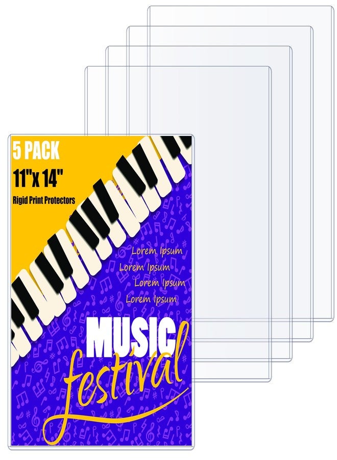 AKONEGE 5PCS 11" x 14" Rigid Print Protectors Hard Plastic Sheet Page Protectors Heavy Duty Top Loading Menu Covers Poster Sleeves Clear Plastic Paper Sleeves for Magazine Prints Photo Document - Image 1