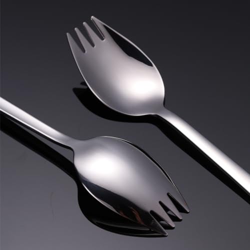 tiokin Sporks,4-Pack Salad Forks 18/10 Stainless Steel 7.4 Inches Long Handle Dessert Spoons Ice Cream Spoons Flatware Set Reusable Fruit Appetizer Dessert Forks for Household Use or Camping - Image 3