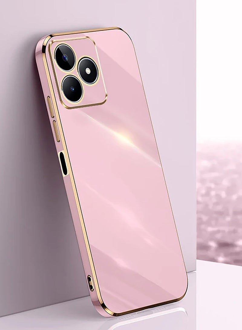 غطاء متوافق مع أوبو A5 برو، قشرة ناعمة مطلية بالذهب، وردي رقيق وناعم مقاوم للصدمات حماية كاملة لأوبو A5 برو (وردي) - Image 1