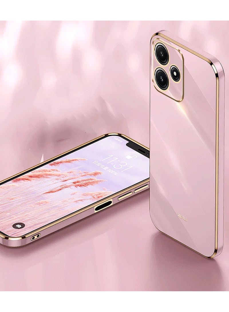 غطاء متوافق مع أوبو A5 برو، قشرة ناعمة مطلية بالذهب، وردي رقيق وناعم مقاوم للصدمات حماية كاملة لأوبو A5 برو (وردي) - Image 2