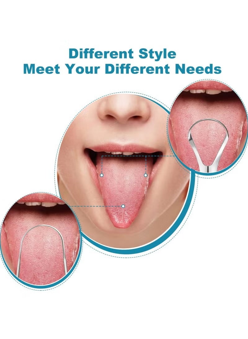 MOSH Tongue Scraper for Adults - 3 Pack Stainless Steel Oral Care Set with Travel Case – Fresh Breath & Hygiene - Image 3