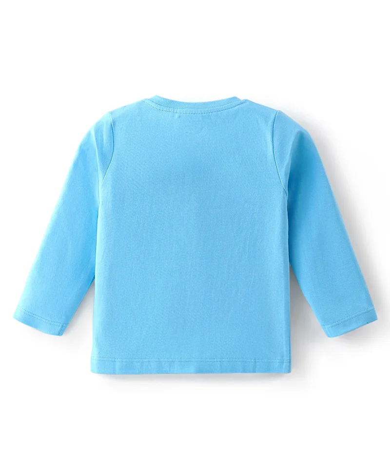babyhug Babyhug Cotton Knit Full Sleeves Tiger & Text Graphics T-Shirt - Blue