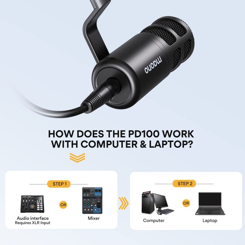 MAONO XLR Podcast Microphone, Cardioid Studio Dynamic Mic for Vocal Recording, Streaming, Voice-Over, Voice Isolation Technology, Metal Mic, Works for Audio Interface, Mixer, Sound Card-PD100 - Image 2