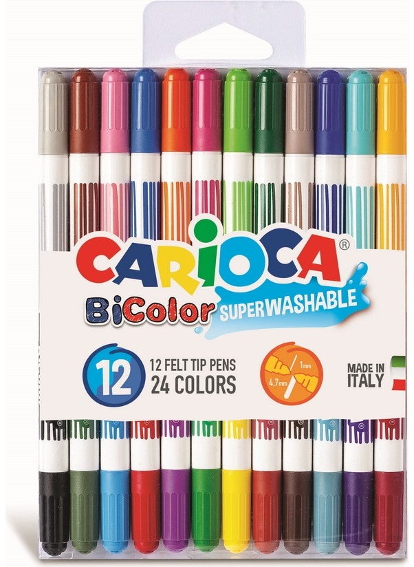 carioca Double Colored Super Washable Felt Crayons 12 Pcs (24 Colors) 