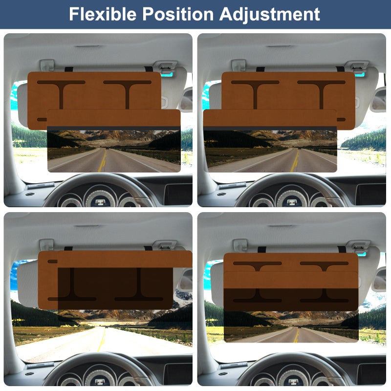 NAZZO Car Visor Extender Polarized, Sun Visor Extender for Car Attachment Sun Blocker, Anti-Glare Removable PC Lens to Expand Sunshade for Safe Driving, Brown - Image 2