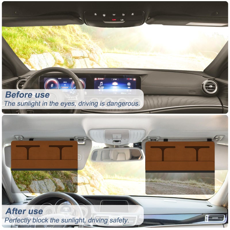 NAZZO Car Visor Extender Polarized, Sun Visor Extender for Car Attachment Sun Blocker, Anti-Glare Removable PC Lens to Expand Sunshade for Safe Driving, Brown - Image 3