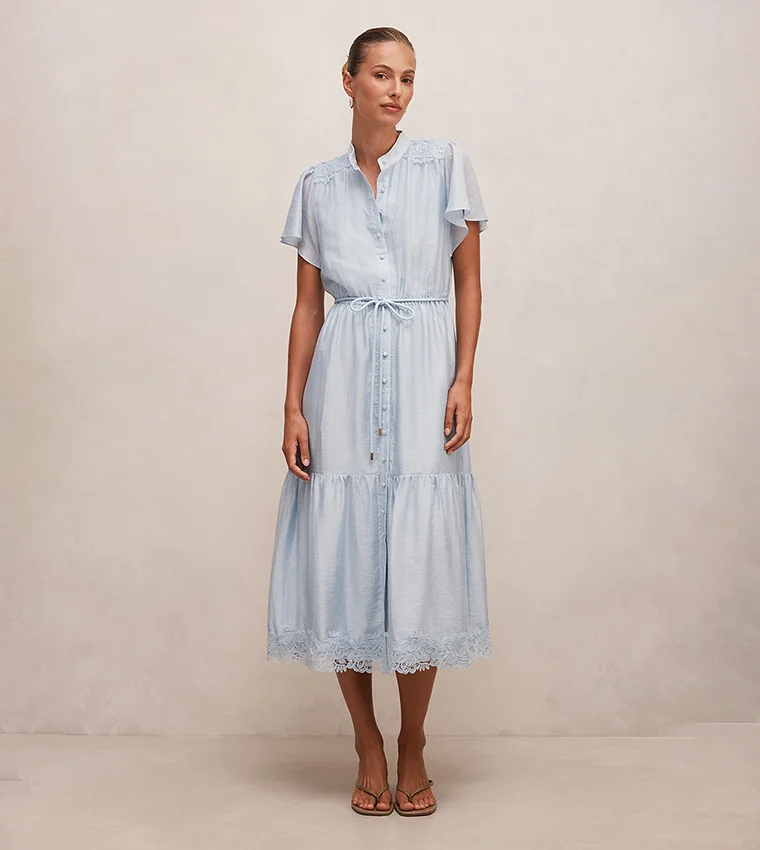 فورايفر نيو Harriet Lace Button-Front Midi Dress