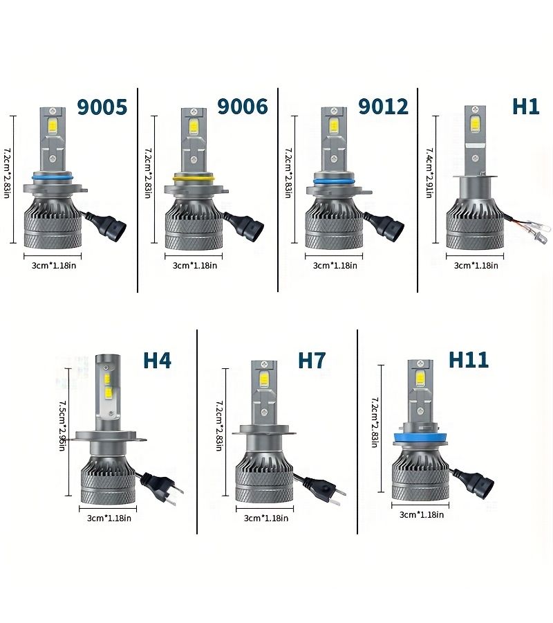 H4 9003 HB2 لمبات LED فائقة السطوع 6500K للشعاع العالي والمنخفض، تركيب وتشغيل فوري - Image 2