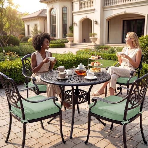 Summsun Outdoor Chair Cushions Set of 4 Waterproof Fade Resistant Patio Furniture Cushions 185 x 16 x 2 Inch Non Slip Round Corner Seat Cushion Pads with Removable Cover for Garden Yard Lawn Sage Green - Image 3