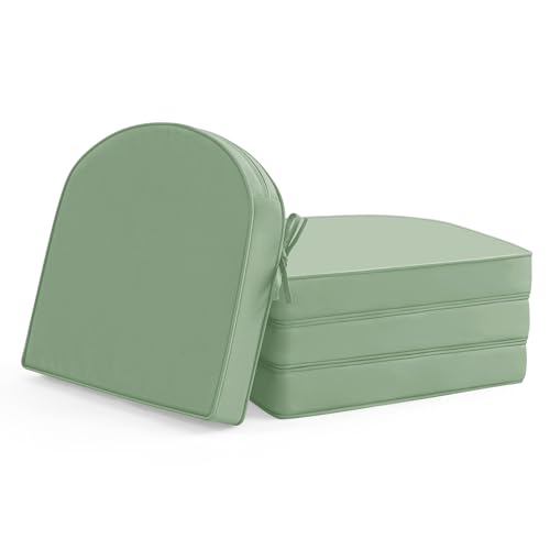 Summsun Outdoor Chair Cushions Set of 4 Waterproof Fade Resistant Patio Furniture Cushions 185 x 16 x 2 Inch Non Slip Round Corner Seat Cushion Pads with Removable Cover for Garden Yard Lawn Sage Green - Image 1