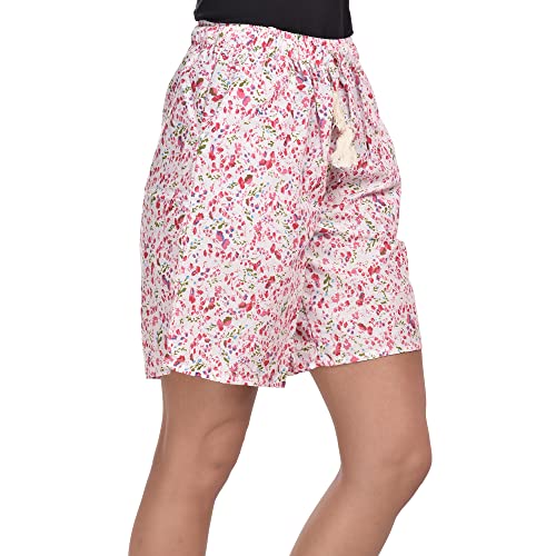 CIERGE Women's Cotton Floral Printed Shorts Combo (Pack of 2; Pink & Green) - Image 4