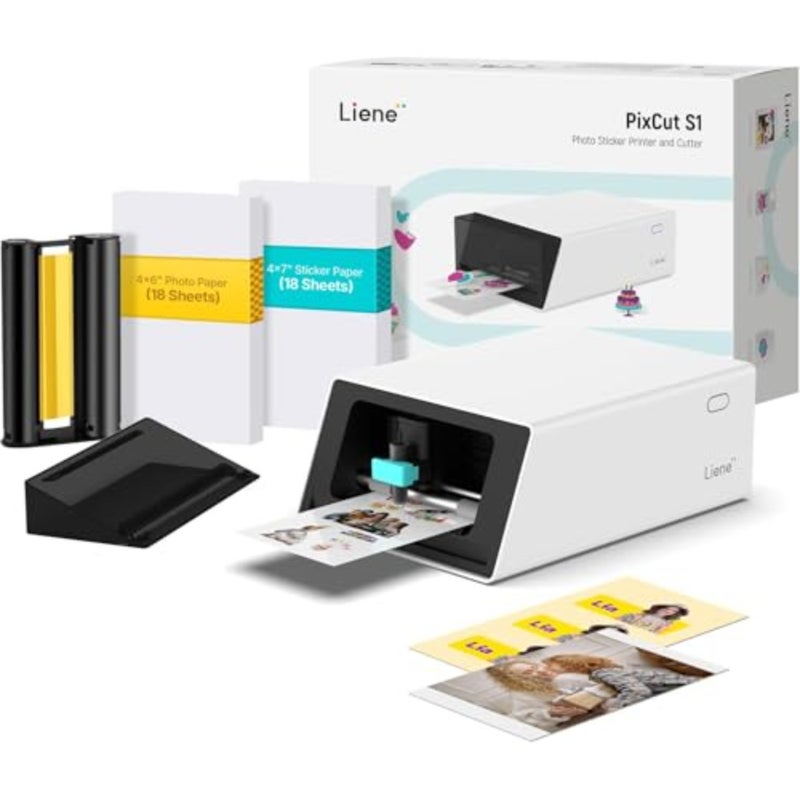 DIY crafts custom labels: thermal dye-sublimation sticker printer with AI auto-cutting, 300 DPI, white plastic body, precise cutting - Image 1