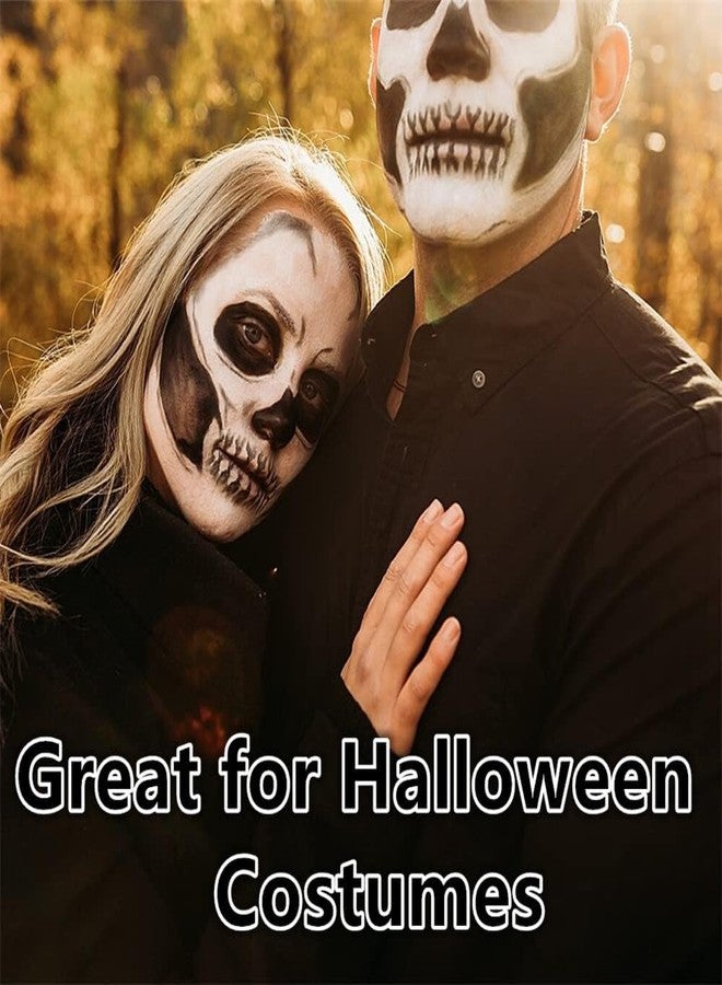 Go Ho طلاء وجه وجسم أسود وأبيض من Go Ho لمكياج الهالوين، كريم إلى جل ذو صبغة عالية، طلاء جسم مائي، مكياج كوسبلاي SFX هيكل عظمي مصاص دماء زومبي مهرج - Image 3