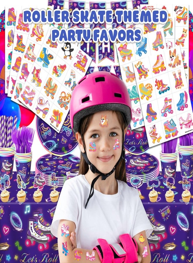 91TATTOOS 96 PCS Super Cute Roller Skate Pre-Cut Temporary Tattoos for Kids - Image 2