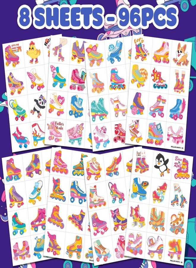 91TATTOOS 96 PCS Super Cute Roller Skate Pre-Cut Temporary Tattoos for Kids - Image 3