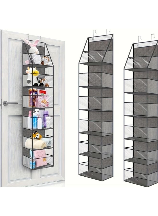 White 6 Grid Foldable Wall Mounted Organizer With Clear Transparent Fabric Compartments - Image 4