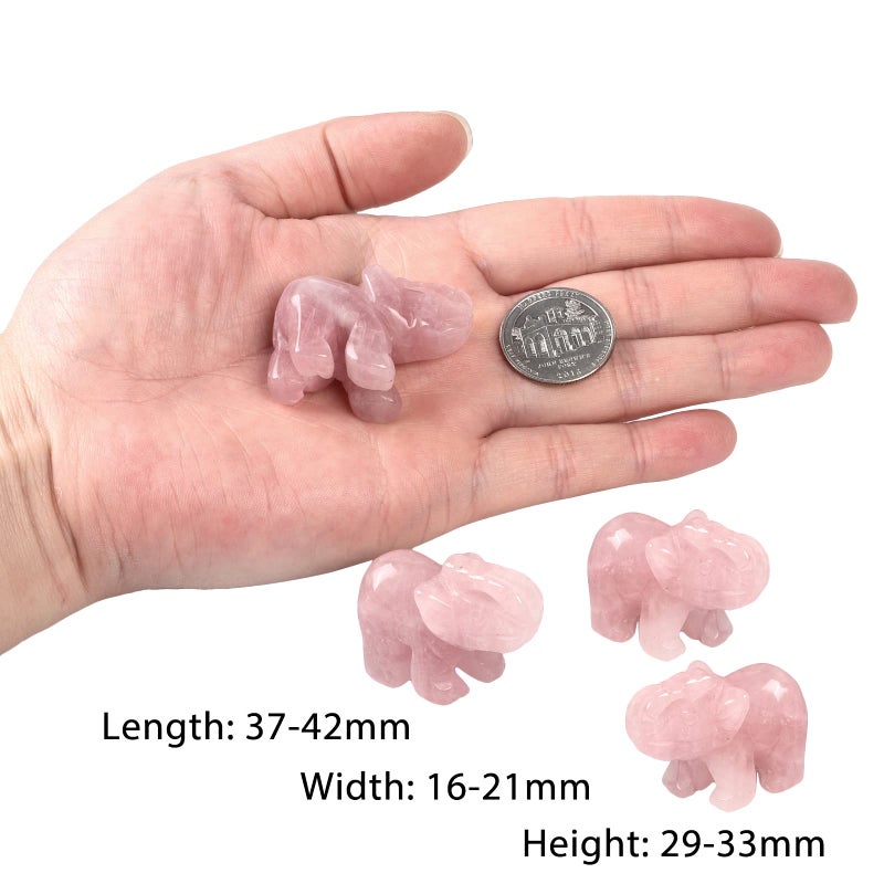 SUNYIK Rose Quartz Elephant Pocket Statue Kitchen Guardian Healing Figurine Decor 1.5"" - Image 2