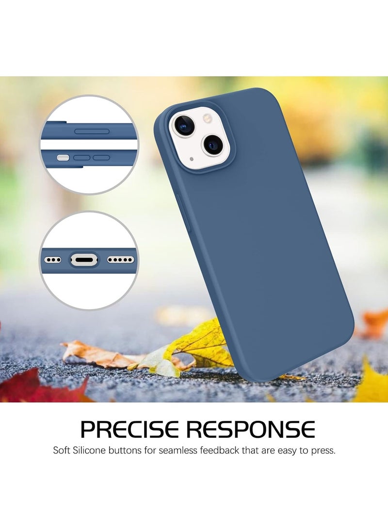 Generic - Silicone Case Compatible with iPhone 13 and iPhone 14, Slim Liquid Silicone, Layers of Soft Gel Rubber Shockproof, Protective Phone Case Cover with TPU Lining Compatible With iPhone 13 and iPhone 14 (Midnight Blue) - Image 1